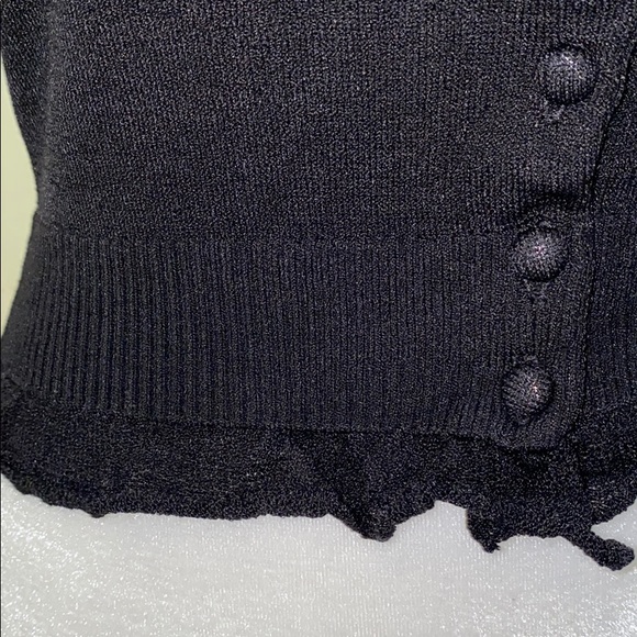 Bebe knit cropped shortsleeved button shirt blouse black dressy stylish shirt - Picture 11 of 11